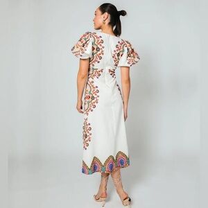 Cleobella White Lagos Print Hope Midi Dress with Multicolor Patterns
